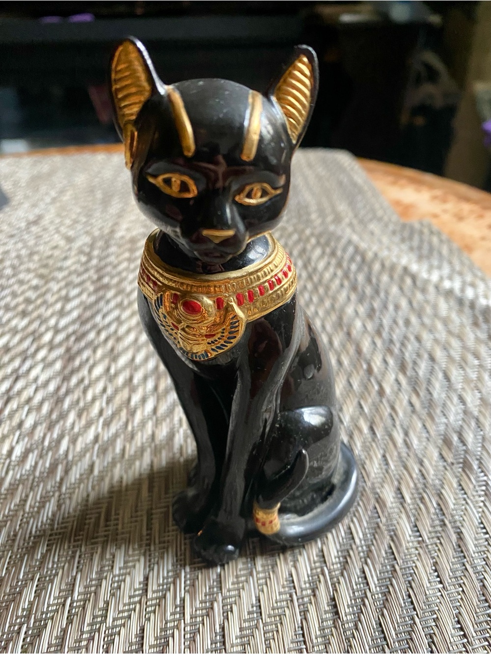 Vtg Lenox EGYPTIAN CAT GODDESS FIGURINE Porcelain Black Gold Accent 1995 Retired - Picture 10 of 12